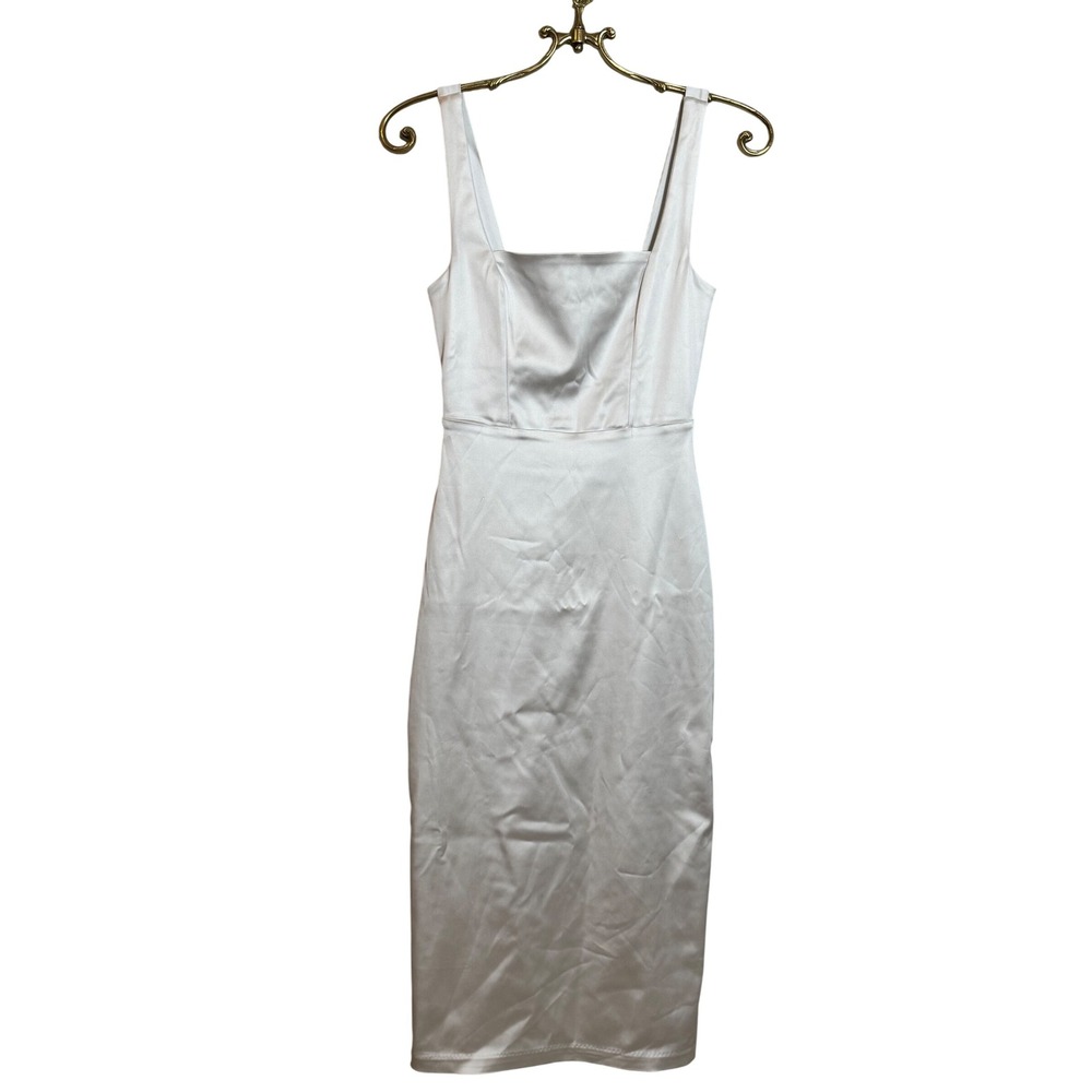 Abercrombie‎ & Fitch XSP White Sleeveless Bodycon Satin Midi Dress Women's